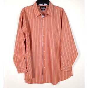 Paul Fredrick Non Iron 2 Ply Cotton Shirt 17.5 33 Stripe Classic Fit